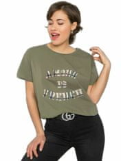 FANCY Khaki dámské tričko s nápisem