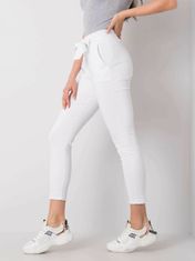 YUPS Bílé látkové kalhoty s páskem, velikost xl