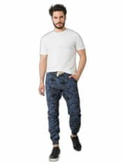 MECHANICH Tmavě modré pánské látkové kalhoty se vzorem, velikost xl