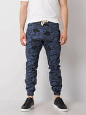 MECHANICH Tmavě modré pánské látkové kalhoty se vzorem, velikost xl