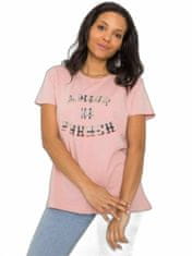 FANCY Špinavé růžové dámské tričko s nápisem