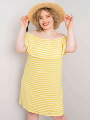 BASIC FEEL GOOD Žluté bílé šaty plus velikost, velikost 4xl