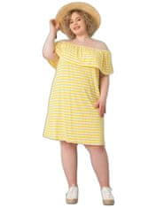 BASIC FEEL GOOD Žluto-bílé šaty plus velikost, velikost 3xl