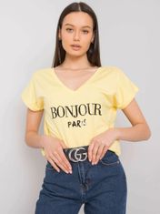 FANCY Žluté tričko s trojúhelníkovým výstřihem