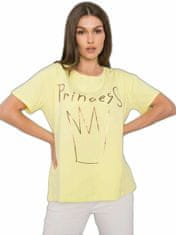 FANCY Žluté dámské bavlněné tričko s potiskem