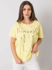 FANCY Žluté dámské bavlněné tričko s potiskem