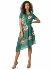 Kraftika Tmavě zelené květinové dámské šaty, velikost 42