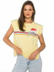 FANCY Žluté bavlněné dámské tričko s potiskem