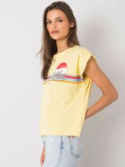 FANCY Žluté bavlněné dámské tričko s potiskem