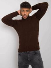 MECHANICH Hnědý pánský svetr s vysokým límcem, velikost xl