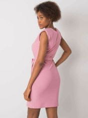 RUE PARIS Růžové dámské šaty s páskem, velikost s