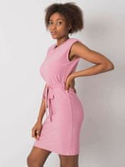 RUE PARIS Růžové dámské šaty s páskem, velikost s