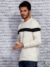 MECHANICH Pánský béžový svetr s kontrastním proužkem, velikost m