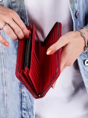 Lorenti Červená elegantní peněženka se zipem a popruhem