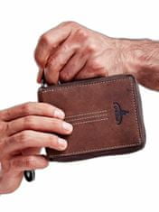 Buffalo Kožená peněženka pro muže na zip hnědá