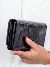 Lorenti Lakovaná černá peněženka s reliéfním motýlem