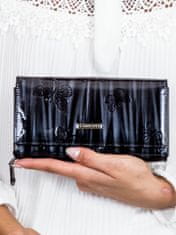 Lorenti Lakovaná černá peněženka s reliéfním motýlem