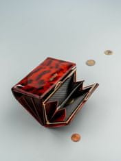 CEDAR Červená malá kožená peněženka s leopardím potiskem