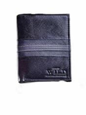 Wild Pánská černá kožená peněženka s reliéfem, modrá