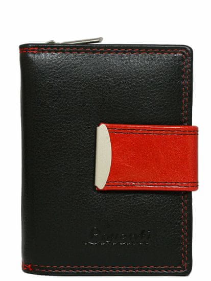 CEDAR Černá a červená kožená peněženka se zipem a západkou