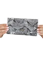 CEDAR Stříbrná velká kožená peněženka s hadím vzorem