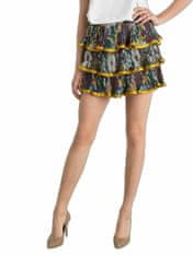 Kraftika Vzorovaná mini sukně s volánky žlutá, velikost l