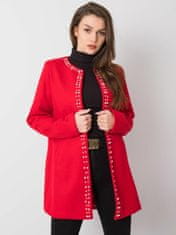 ITALY MODA Červený kabát s korálky, velikost m