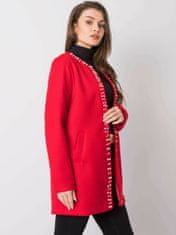 ITALY MODA Červený kabát s korálky, velikost m