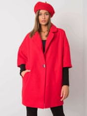 RUE PARIS Červený kabát oversize, velikost s / m