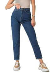 RUE PARIS Tmavě modré džíny mom fit high waist, velikost 42