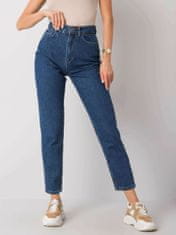 RUE PARIS Tmavě modré džíny mom fit high waist, velikost 42