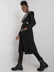 ITALY MODA Černý ženský kabát s kapucí