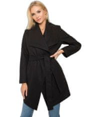 RUE PARIS Černý vázaný kabát, velikost l / xl