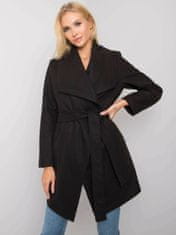 RUE PARIS Černý vázaný kabát, velikost l / xl
