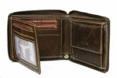 Buffalo Wild Hnědá pánská kožená peněženka rfid obvodový zip v krabičce