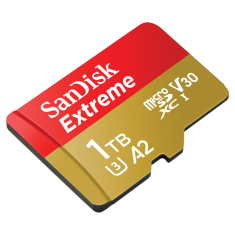 SanDisk Extreme microSDXC 1TB + SD Adapter190MB/s and 130MB/s A2 C10 V30 UHS-I U3