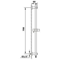 SAPHO Sprchová tyč s vývodem vody, posuvný držák, 720mm, chrom 1202-08 - Sapho