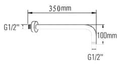 SAPHO Sprchové ramínko 350 mm, chrom, tvar L BR351 - Sapho