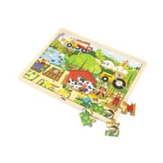 Viga Dětské dřevěné puzzle Farma 48 dílků