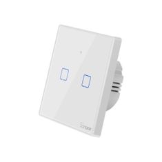 shumee Dvoukanálový dotykový světelný spínač WiFi tlačítko bílý T2EU2C-TX
