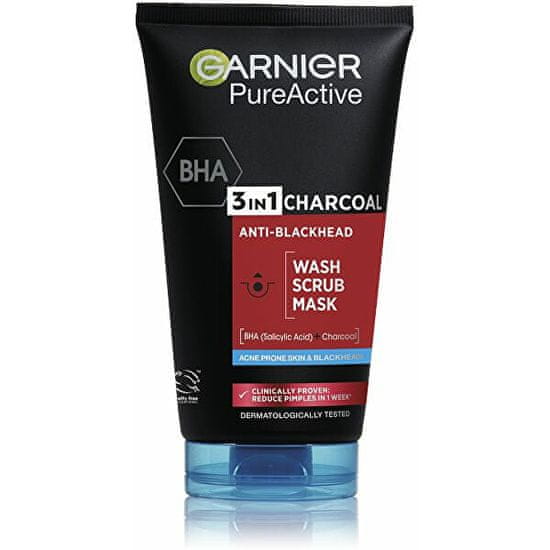 Garnier 3v1 proti černým tečkám Pure Active (Intensive Charcoal Anti-Blackhead) 150 ml