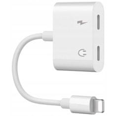 Telefonní adaptér Co2, konektorový kabel 2x pro iPhone, sluchátka + nabíjení, bílý CO2-0063