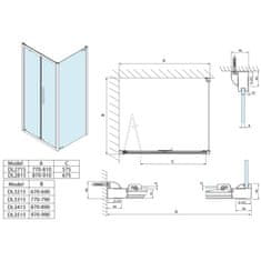 POLYSAN LUCIS LINE sprchová boční stěna 1000mm, čiré sklo DL3515 - Polysan