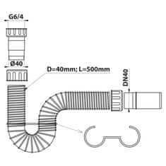 FLEXY dřezový sifon flexibilní 6/4", odpad 40mm, bílá 155.183.0 - Bruckner