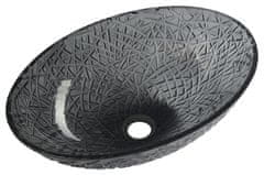 SAPHO PURUS skleněné gravírované umyvadlo na desku, 50x36 cm, černá TY305SG - Sapho