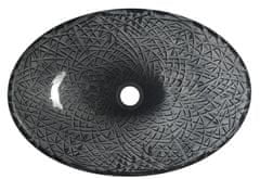 SAPHO PURUS skleněné gravírované umyvadlo na desku, 50x36 cm, černá TY305SG - Sapho