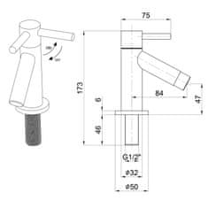 AQUALINE Stojánkový kulový ventil 1/2", 128mm, chrom ZY12045 - Aqualine