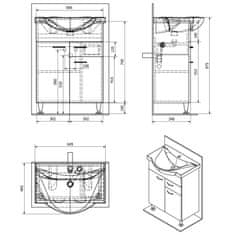 AQUALINE KERAMIA FRESH umyvadlová skříňka, 1 zásuvka, 60,6x74x34cm, bílá 50064A - Aqualine