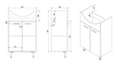AQUALINE ZOJA umyvadlová skříňka 50,5x74x30cm, bílá 51055A - Aqualine