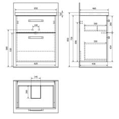 AQUALINE VEGA umyvadlová skříňka 62x72,6x43,6cm, 2x zásuvka, bílá VG063 - Aqualine
